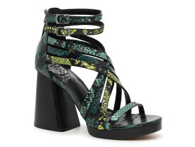 【送料無料】 ヴィンスカムート レディース サンダル シューズ Nanthie Platform Sandal Teal/Black/Neon Green Croc Print