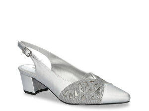 C[W[Xg[g fB[X V[Y pvX Easy Street Bizzy Pump Silver Satin Vo[