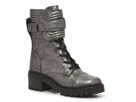 【送料無料】 ダナ キャラン ニューヨーク レディース ブーツ・レインブーツ シューズ Basia Combat Boot Silver Metallic