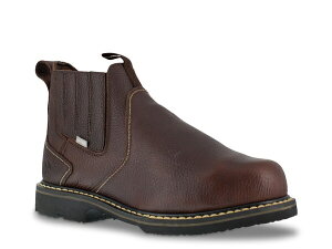 【送料無料】 アイロンエイジ メンズ ブーツ・レインブーツ シューズ Groundbreaker Slip On Steel Toe Work Boot Dark Brown