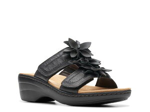 N[NX fB[X V[Y T_ Clarks Merliah Raelyn Wedge Sandal Black ubN