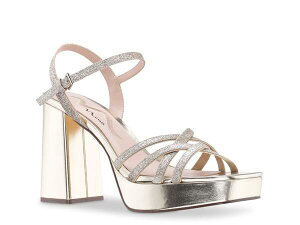 �j�i ���f�B�[�X �V���[�Y �T���_�� �v���b�g�t�H�[�� Nina Sarina Platform Sandal Platino Gold �S�[���h