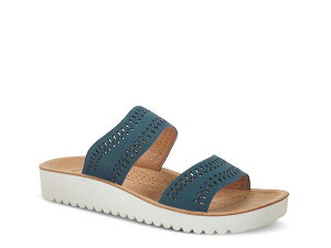 tNTX fB[X V[Y T_ Flexus by Spring Step Bayshore Wedge Sandal Navy lCr[