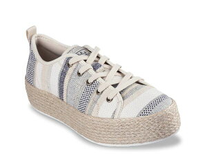 �X�P�b�`���[�Y ���f�B�[�X �V���[�Y �X�j�[�J�[ Skechers BOBS Sesame Espadrille Sneaker Navy Stripe Print �l�C�r�[