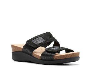 N[NX fB[X V[Y T_ Clarks Calenne Maye Wedge Sandal Black Nubuck ubN