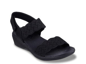 �X�P�b�`���[�Y ���f�B�[�X �V���[�Y �T���_�� Skechers Arya On The Rise Wedge Sandal Black �u���b�N