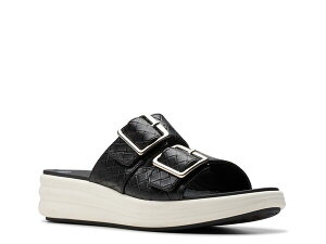 N[NX fB[X V[Y T_ Black Clarks Cloudsteppers Drift Wedge Sandal