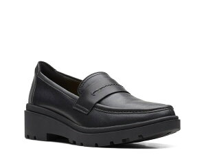 N[NX fB[X V[Y Xb|E[t@[ Black Leather Clarks Calla Ease Loafer