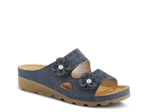 tNTX fB[X V[Y T_ Flexus by Spring Step Pamola Wedge Sandal Navy lCr[