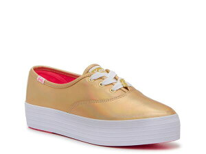 �P�b�Y ���f�B�[�X �V���[�Y �X�j�[�J�[ �v���b�g�t�H�[�� Keds x Barbie Platform Sneaker - Women's Gold Iridescent Leather �S�[���h