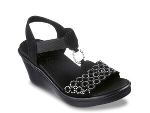 XPb`[Y fB[X V[Y T_ Skechers Rumble On Queen B2 Wedge Sandal Black ubN