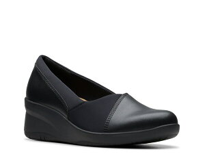N[NX fB[X V[Y Xb|E[t@[ Black Clarks Suttyn Walk Wedge Slip-On