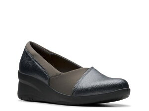 N[NX fB[X V[Y Xb|E[t@[ Dark Pewter Clarks Suttyn Walk Wedge Slip-On