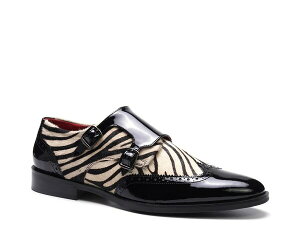 yz JXT^i Y Xb|E[t@[ V[Y Kai Monk Strap Slip-On Black/White Zebra Print