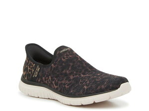 XPb`[Y fB[X V[Y Xj[J[ Skechers Hands Free Slip-Ins Virtue Sleek Slip-On Sneaker Tan/Black Leopard Print ubN