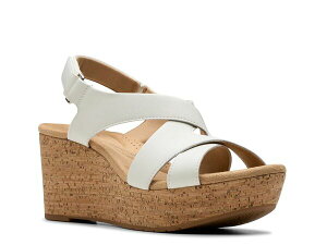 N[NX fB[X V[Y T_ Clarks Rose Wedge Sandal White zCg