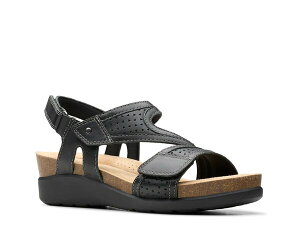 N[NX fB[X V[Y T_ Clarks Calenne Carmen Wedge Sandal Black ubN