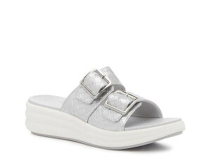 N[NX fB[X V[Y T_ Clarks Drift Wedge Sandal Silver Metallic Vo[