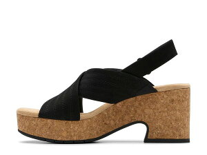N[NX fB[X V[Y T_ Clarks Nerisa West Wedge Sandal Black Nubuck ubN