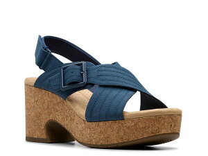 N[NX fB[X V[Y T_ Clarks Nerisa West Wedge Sandal Navy Nubuck lCr[