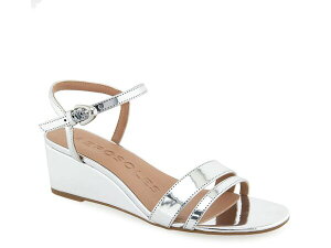 �G�A���\�[���Y ���f�B�[�X �V���[�Y �T���_�� Aerosoles Witt Wedge Sandal Silver Metallic Patent �V���o�[