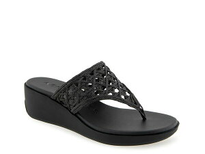 GA\[Y fB[X V[Y T_ Aerosoles Ivie Wedge Sandal Black Raffia ubN