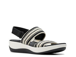 N[NX fB[X V[Y T_ Black/Off White Clarks Arla Stroll Wedge Sandal