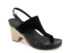 �G�A���\�[���Y ���f�B�[�X �V���[�Y �T���_�� �v���b�g�t�H�[�� Aerosoles Mackenzie Espadrille Platform Sandal Black Suede �u���b�N