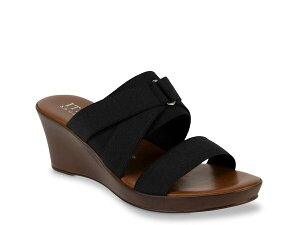 �C�^���A���V���[���[�J�[ ���f�B�[�X �V���[�Y �T���_�� Italian Shoemakers Clous Wedge Sandal Black �u���b�N