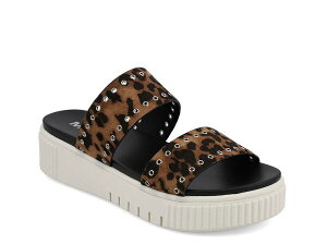 �~�A ���f�B�[�X �V���[�Y �T���_�� �v���b�g�t�H�[�� Mia Lexi Platform Sandal Tan/Black Leopard Print Synthetic �u���b�N