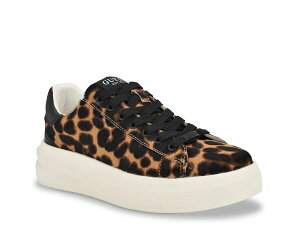 QX fB[X V[Y Xj[J[ vbgtH[ Guess Elbinah Platform Sneaker Black/Tan Leopard Print Calf Hair ubN