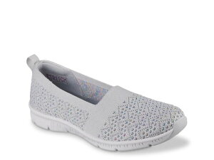 �X�P�b�`���[�Y ���f�B�[�X �V���[�Y �X���b�|���E���[�t�@�[ �j�b�g Skechers Be Cool Knitwaves Slip-On- Women's Grey �O���[