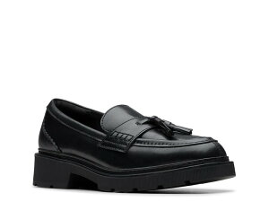 N[NX fB[X V[Y Xb|E[t@[ Black Leather Clarks Lauryl Tassel Loafer