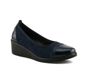 �t���N�T�X ���f�B�[�X �V���[�Y �p���v�X Flexus Macadi Wedge Pump Navy �l�C�r�[