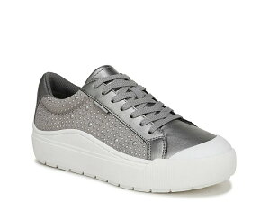 hN^[EV[ fB[X V[Y Xj[J[ vbgtH[ Dr. Scholl's Time Off Platform Sneaker - Women's Pewter Metallic Pearl Fabric p[