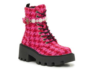 �x�b�c�B�W�����\�� ���f�B�[�X �V���[�Y �u�[�c�E���C���u�[�c Betsey Johnson Heathr Boot Fuchsia/Red/Black Plaid �u���b�N