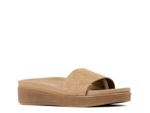 �h�i���h�v���l�[�� ���f�B�[�X �V���[�Y �T���_�� Donald Pliner Fiji Wedge Sandal Tan/Silver Metallic �^��