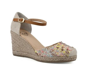 �z���C�g�}�E���e�� ���f�B�[�X �V���[�Y �T���_�� White Mountain Mamba Espadrille Wedge Sandal Tan Multicolor �^��