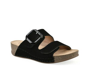 �z���C�g�}�E���e�� ���f�B�[�X �V���[�Y �T���_�� White Mountain Fearful Wedge Sandal Black Suede �u���b�N