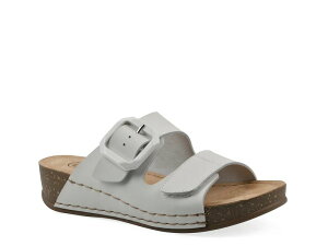 �z���C�g�}�E���e�� ���f�B�[�X �V���[�Y �T���_�� White Mountain Fearful Wedge Sandal White Leather �z���C�g