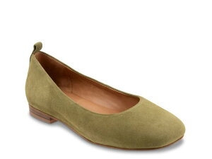 �\�t�g�E�H�[�N ���f�B�[�X �V���[�Y �p���v�X Softwalkiris Ballet Flat Olive Green Suede �O���[��