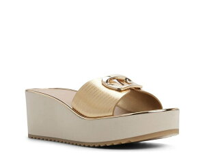 �A���h ���f�B�[�X �V���[�Y �T���_�� �v���b�g�t�H�[�� Aldo Menhaden Platform Sandal Gold Metallic �S�[���h