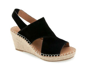 �P�l�X�R�[�� ���f�B�[�X �V���[�Y �T���_�� Gentle Souls by Kenneth Cole Cara Espadrille Wedge Sandal Black Suede �u���b�N