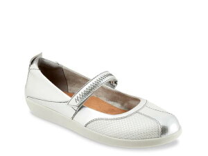 �\�t�g�E�H�[�N ���f�B�[�X �V���[�Y �p���v�X Softwalk Dayton Mary Jane Flat Silver Metallic �V���o�[