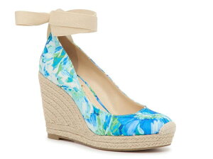 �W�F�V�J�V���v�\�� ���f�B�[�X �V���[�Y �p���v�X Jessica SimpsonZiven Espadrille Wedge Pump Blue Floral Print �u���[