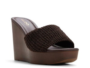 �A���h ���f�B�[�X �V���[�Y �T���_�� Aldo Grounded Wedge Sandal Dark Brown Fabric �u���E��