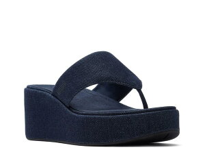 �t�B�b�g�t���b�v ���f�B�[�X �V���[�Y �T���_�� �v���b�g�t�H�[�� FitFloplatfforms Platform Wedge Sandal Dark Denim Blue �f�j��