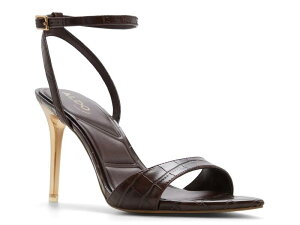 �A���h ���f�B�[�X �V���[�Y �T���_�� Aldo Leandra Sandal Dark Brown Croc Print �u���E��