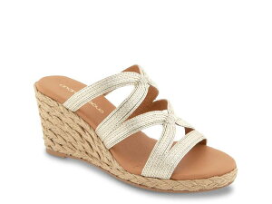 �A���h���A�[�X ���f�B�[�X �V���[�Y �T���_�� Andre AssousDena Espadrille Wedge Sandal Gold Metallic �S�[���h