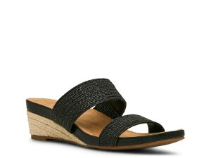 �A���N���C�� ���f�B�[�X �V���[�Y �T���_�� Anne KleinKapricorn Espadrille Wedge Sandal Black �u���b�N